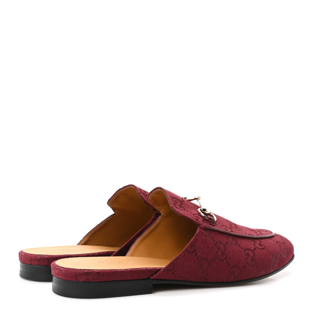 New Canvas GG Monogram Malaga Kid Womens Princetown Slippers 39.5 Rosso Ancora
