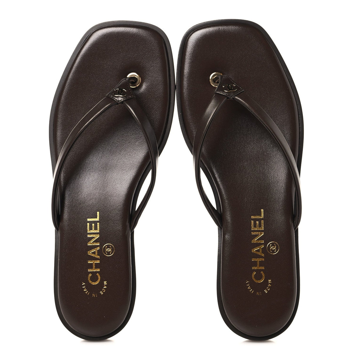 Goatskin CC Times Square Thong Sandals  37.5 Brown
