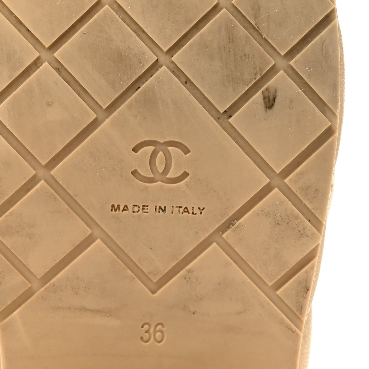 Lambskin Quilted CC Mules Wedge Sandals 36 Beige