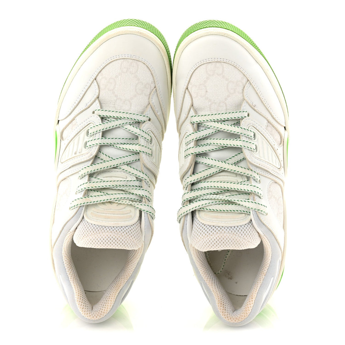 Demetra GG Supreme Monogram Womens Basket Low Top Sneakers 35 Great White Green