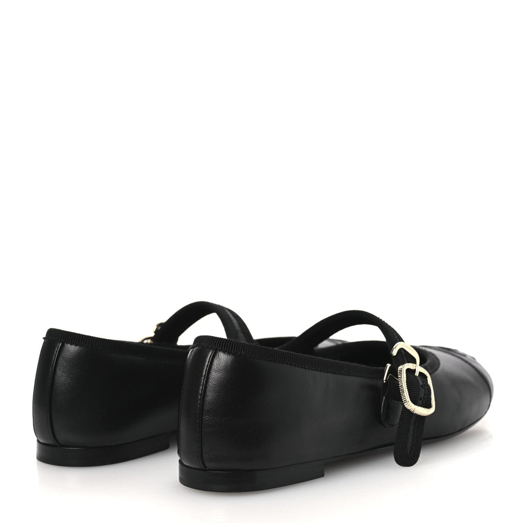 Lambskin Mary Jane Flats 36 Black