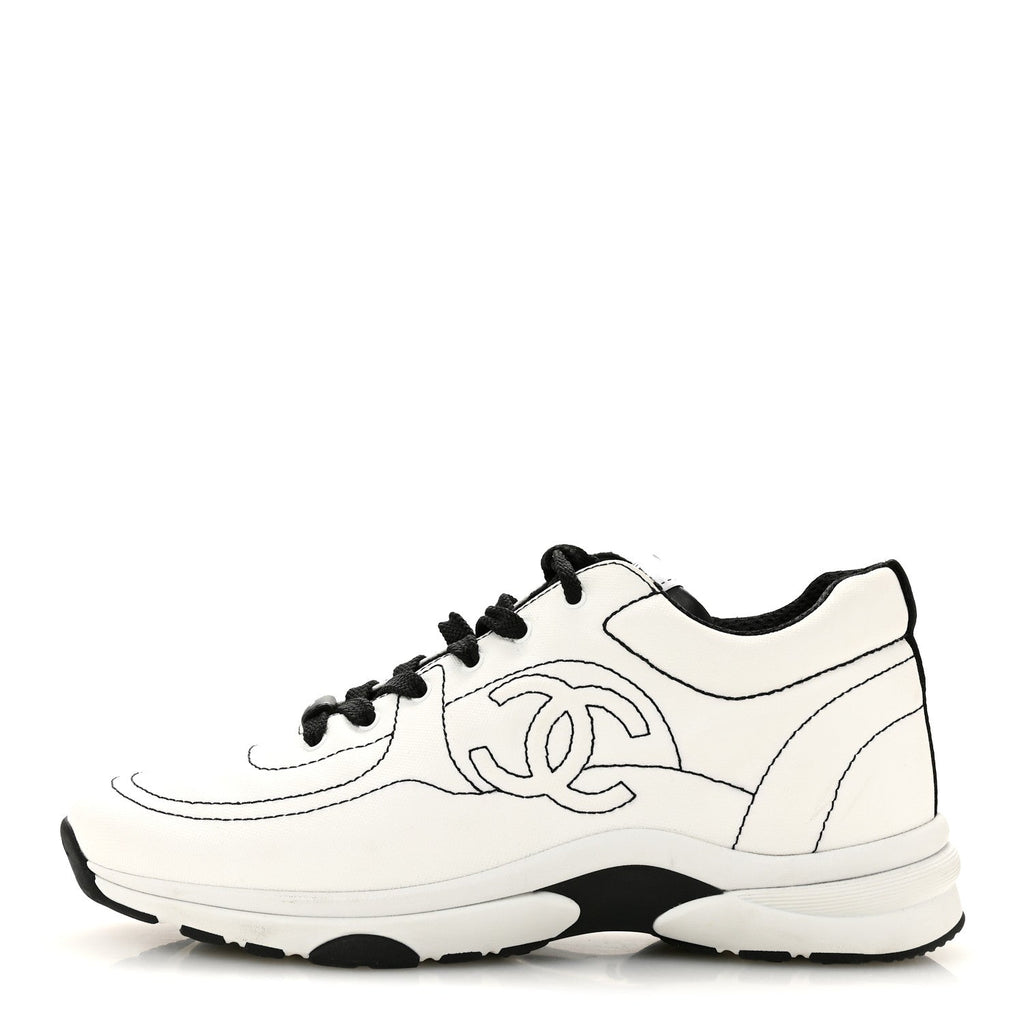 Cotton Womens CC Sneakers 39.5 White Black