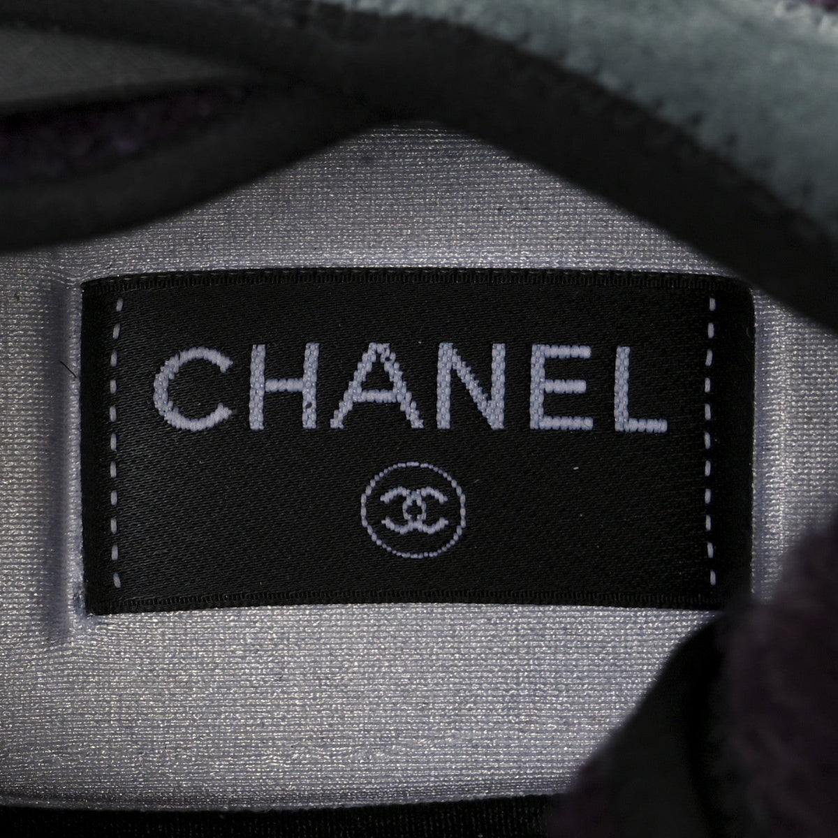 Fabric Suede Calfskin CC Sneakers 41 Blue Black Purple