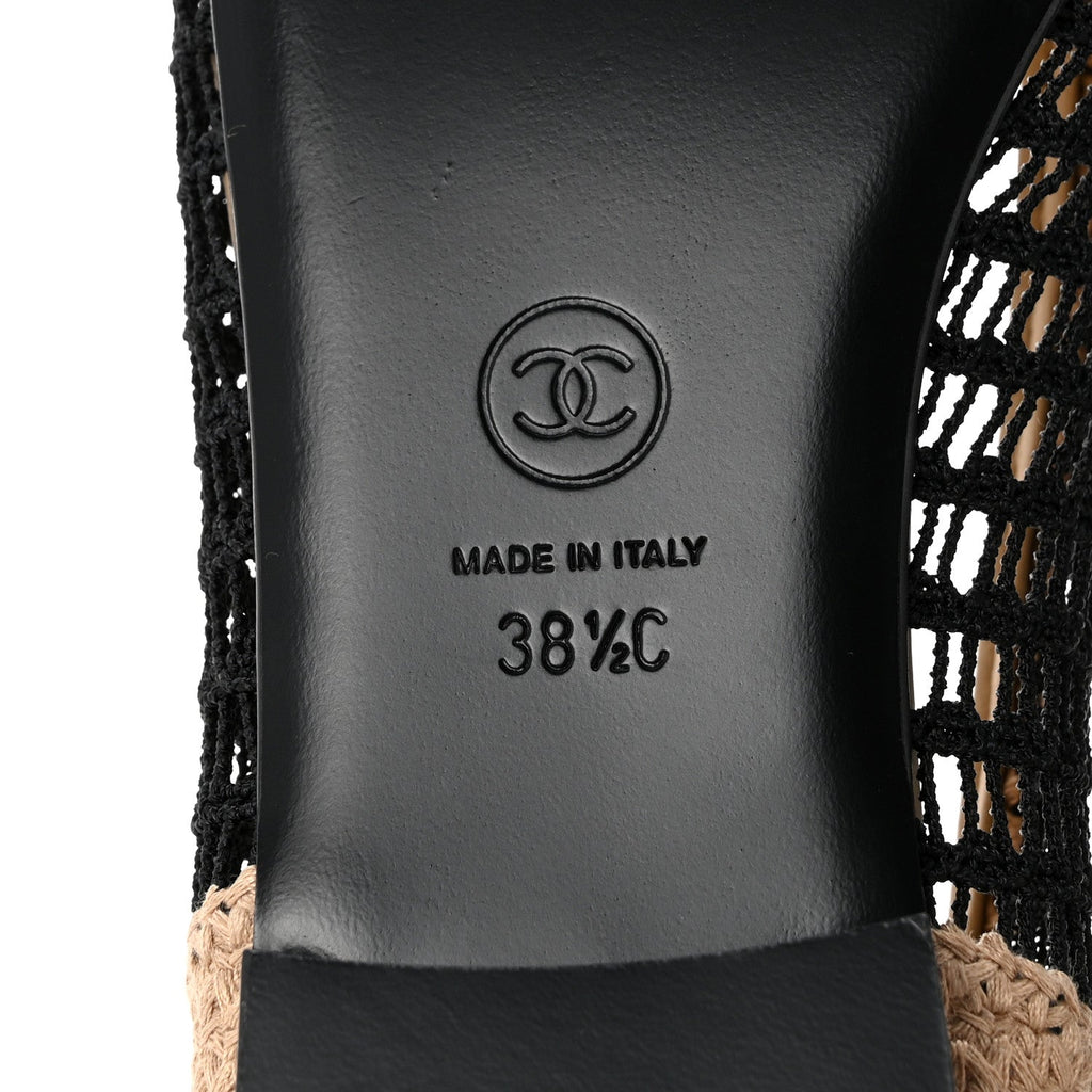 Raffia Cap Toe Ballerina Flats 38.5 Black Beige