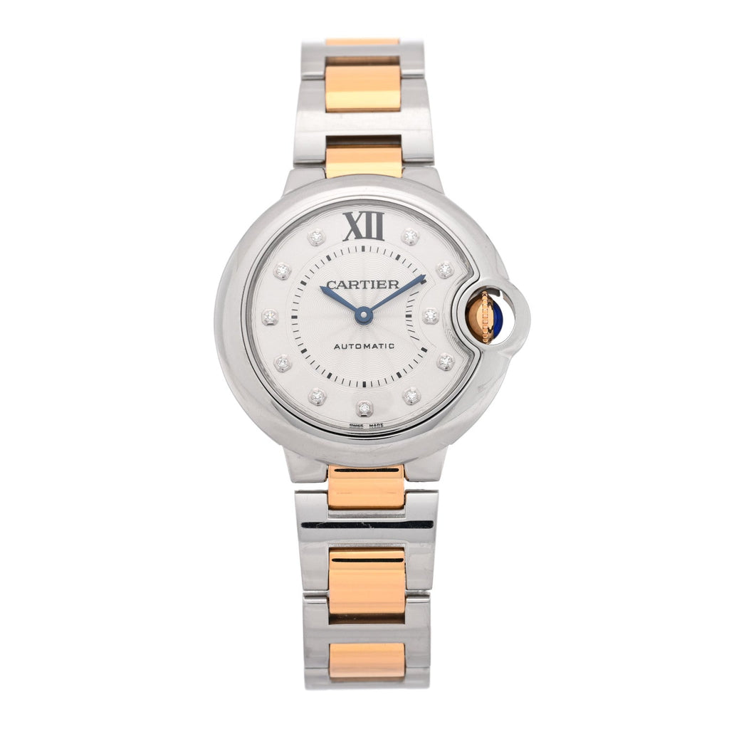 Stainless Steel 18K Pink Gold Diamond 33mm Ballon Bleu De Cartier Automatic Watch