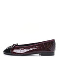 Patent Calfskin Crocodile Embossed Ballerina Flats 37 Dark Burgundy Black