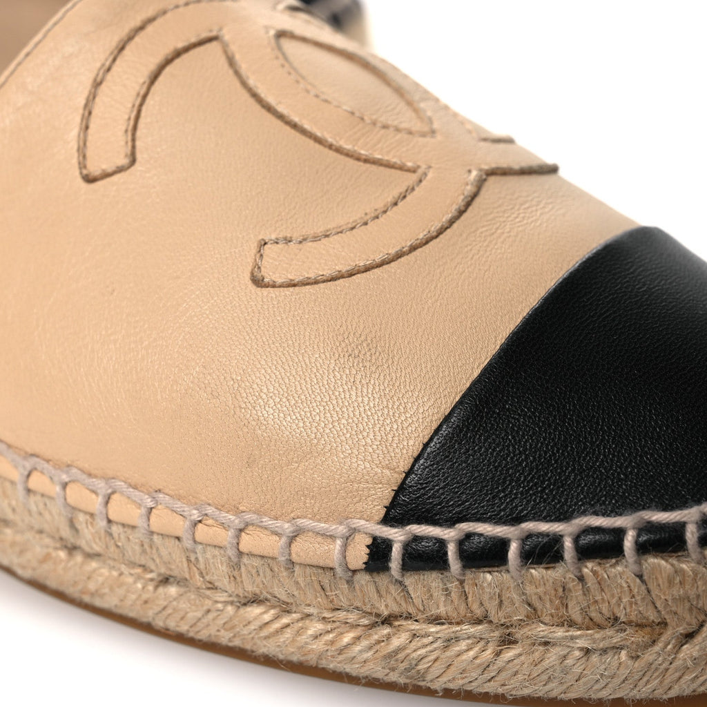Lambskin CC Espadrilles 40 Beige Black
