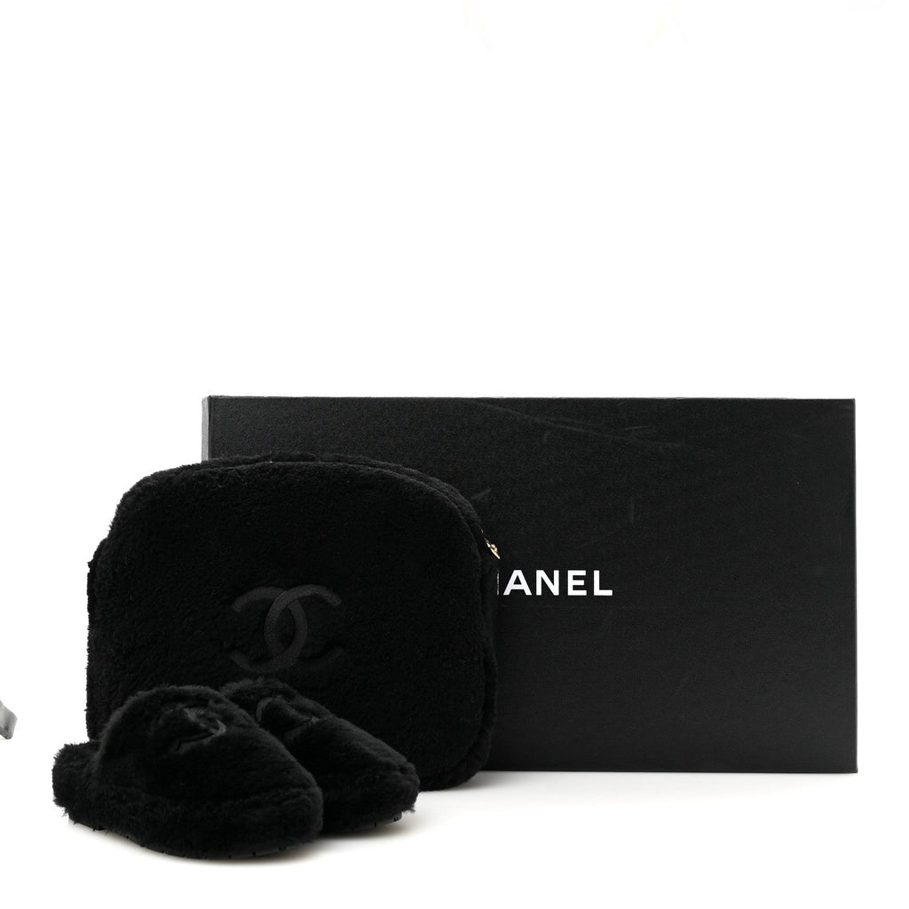 Shearling CC Flat Mules 35 Black