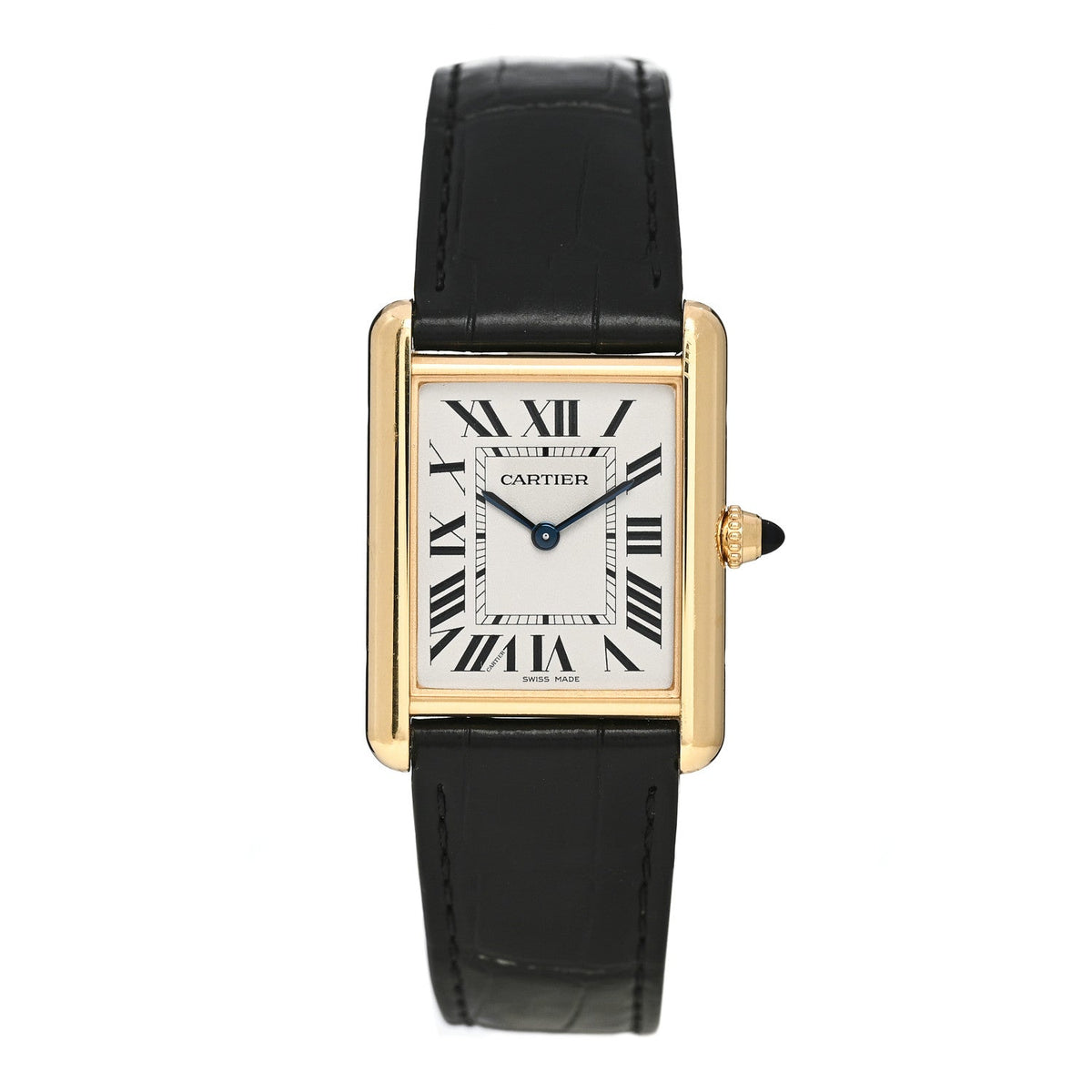18K Yellow Gold Alligator 26mm Tank Louis Quartz Watch