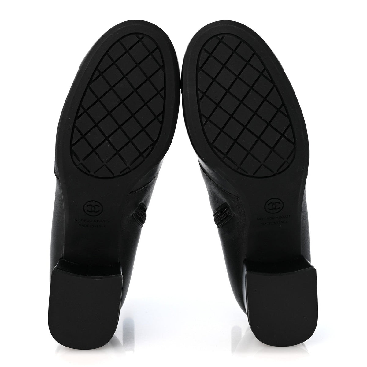Stretch Lambskin Cap Toe CC Uniform Short Boots 38 Black
