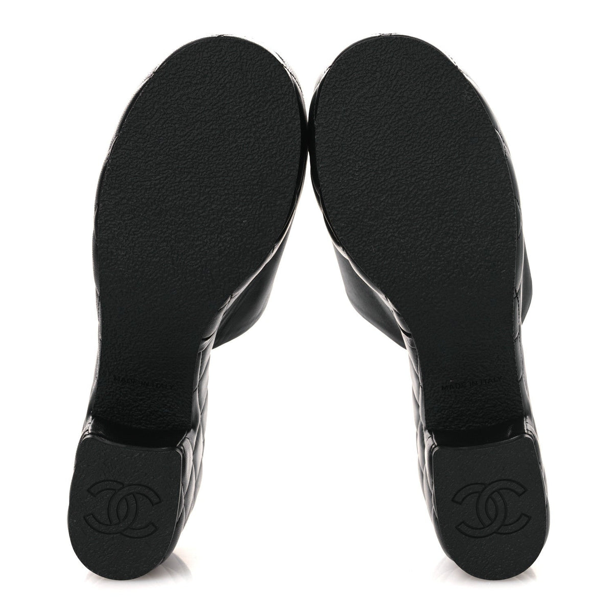 Lambskin Quilted CC Platform Mules 40 Black