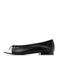 Crumpled Shiny Lambskin Cap Toe CC Ballerina Flats 36.5 Black White 36.5 Black White