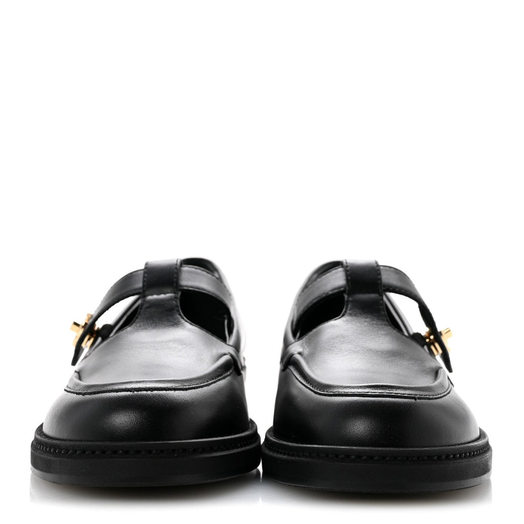 Calfskin CC Turnlock Moccasin Loafers 39 Black