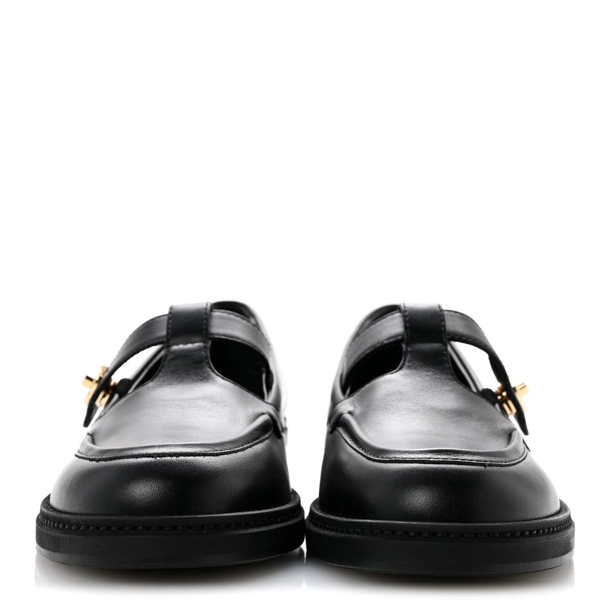 Calfskin CC Turnlock Moccasin Loafers 39 Black