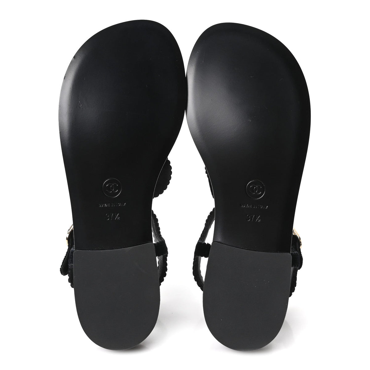 Velvet Pearl Camellia Thong Sandals 37.5 Black