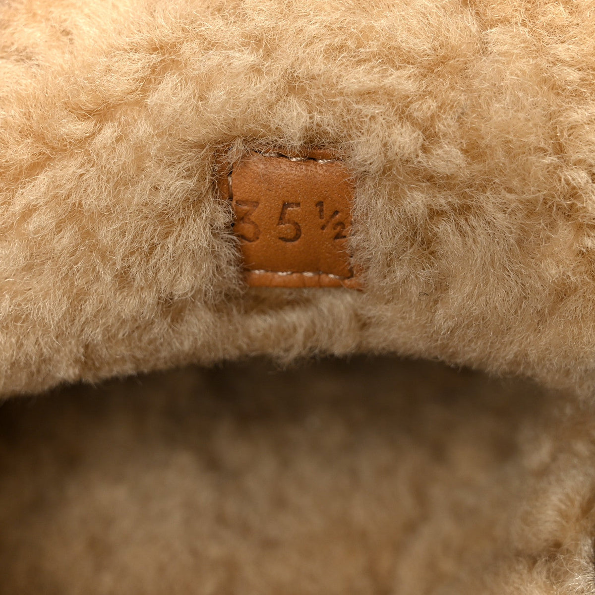 Covered Wool GG Monogram Womens Fria Horsebit Loafers 35.5 Beige Ebony Black Butterscotch