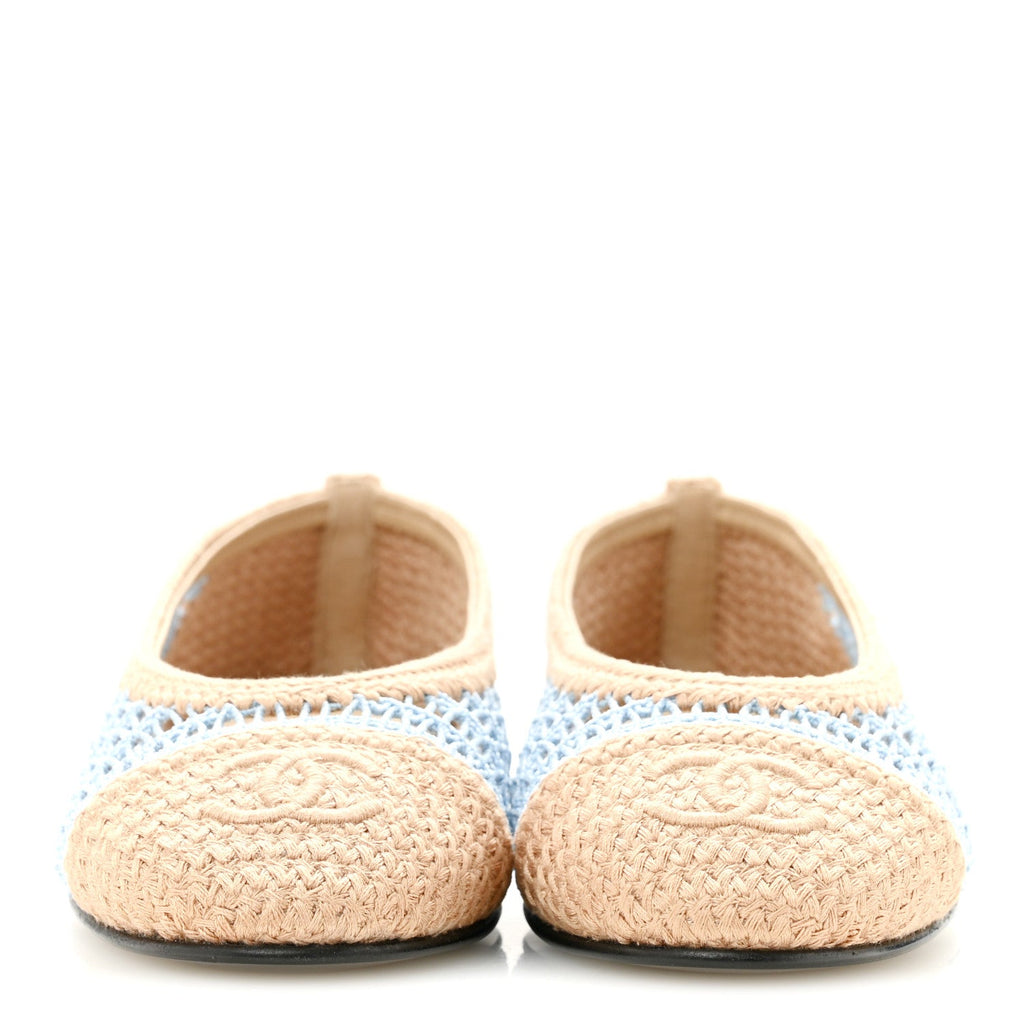 Raffia CC Cap Toe Ballerina Flats 35 Blue Beige