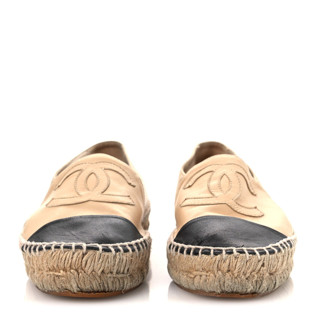 Lambskin CC Espadrilles 37 Beige Black