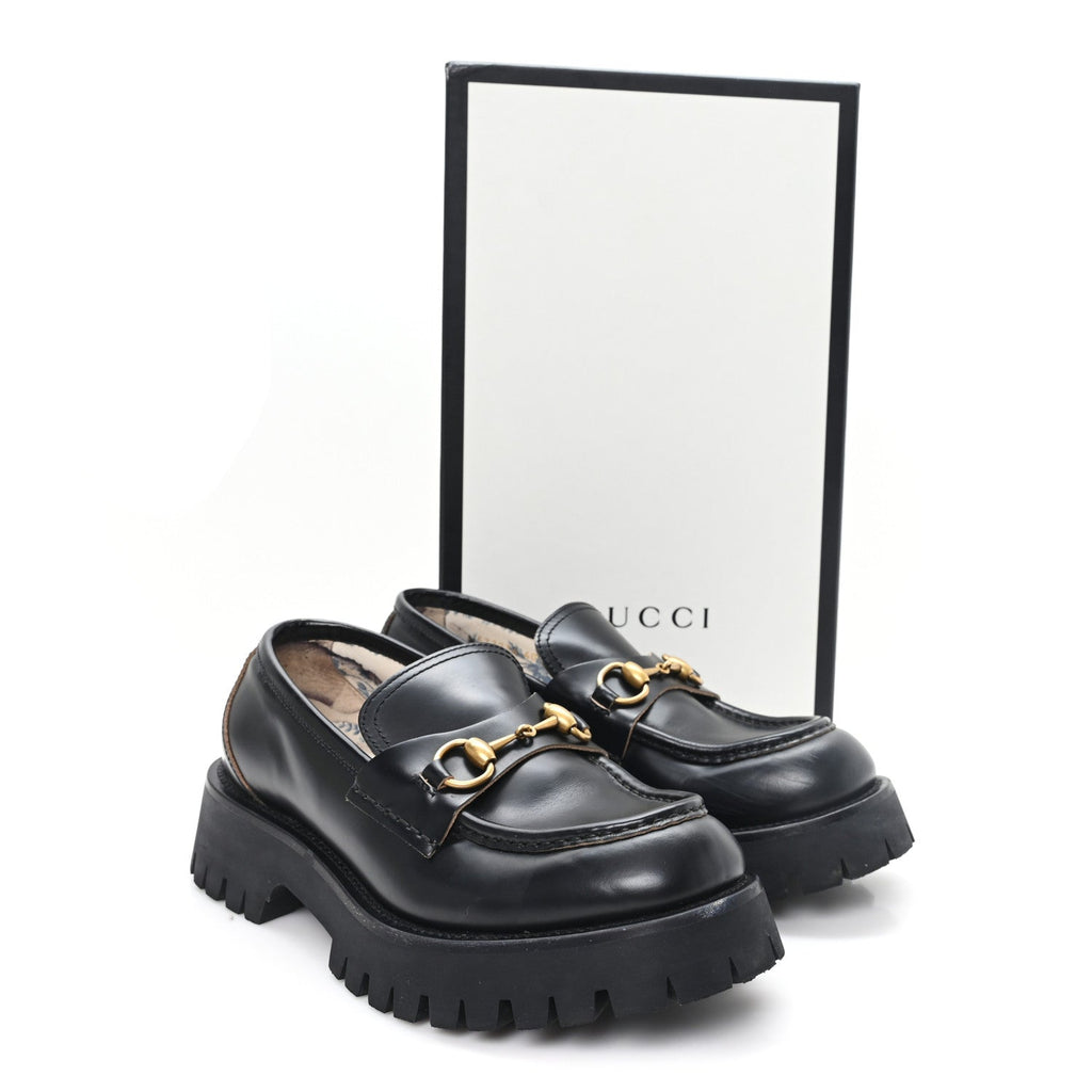 Cordovan Lux Womens Harald Horsebit 25mm Platform Loafers 40 Black