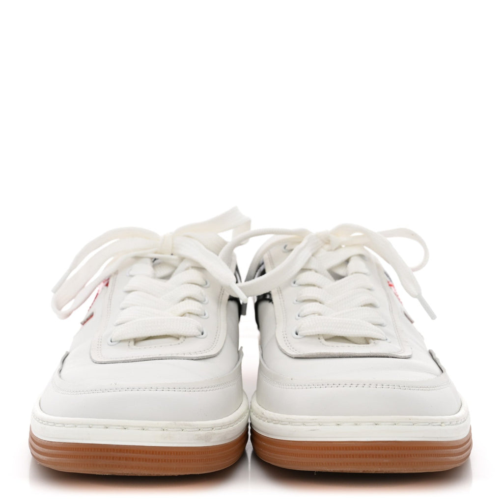 Calfskin Patent Womens CC Sneakers 38 White Black Red