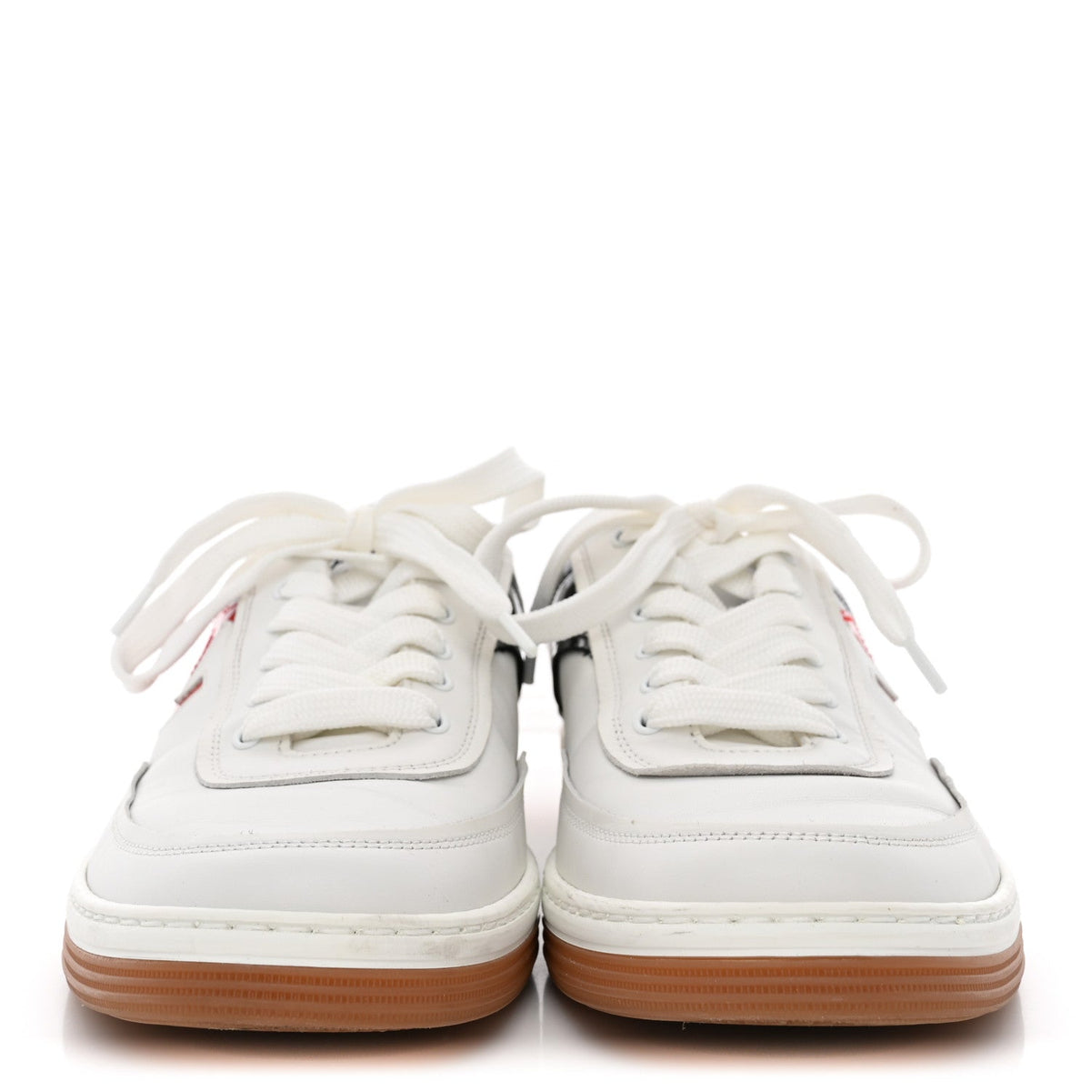 Calfskin Patent Womens CC Sneakers 38 White Black Red