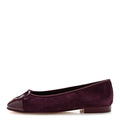 Suede Calfskin Patent Cap Toe CC Ballerina Flats 37 Burgundy