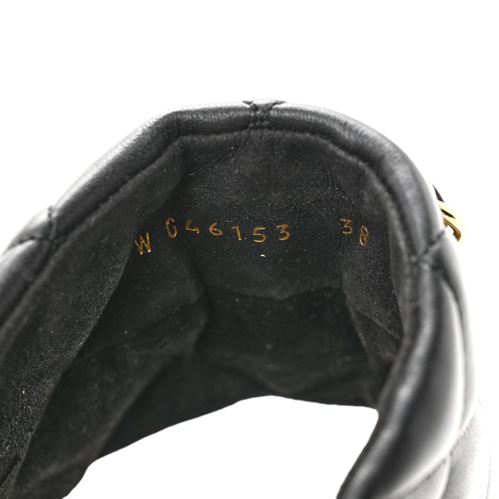 Lambskin Quilted CC Chain Espadrille Mules 38 Black Navy