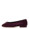 Suede Calfskin Patent Cap Toe CC Ballerina Flats 36 Burgundy