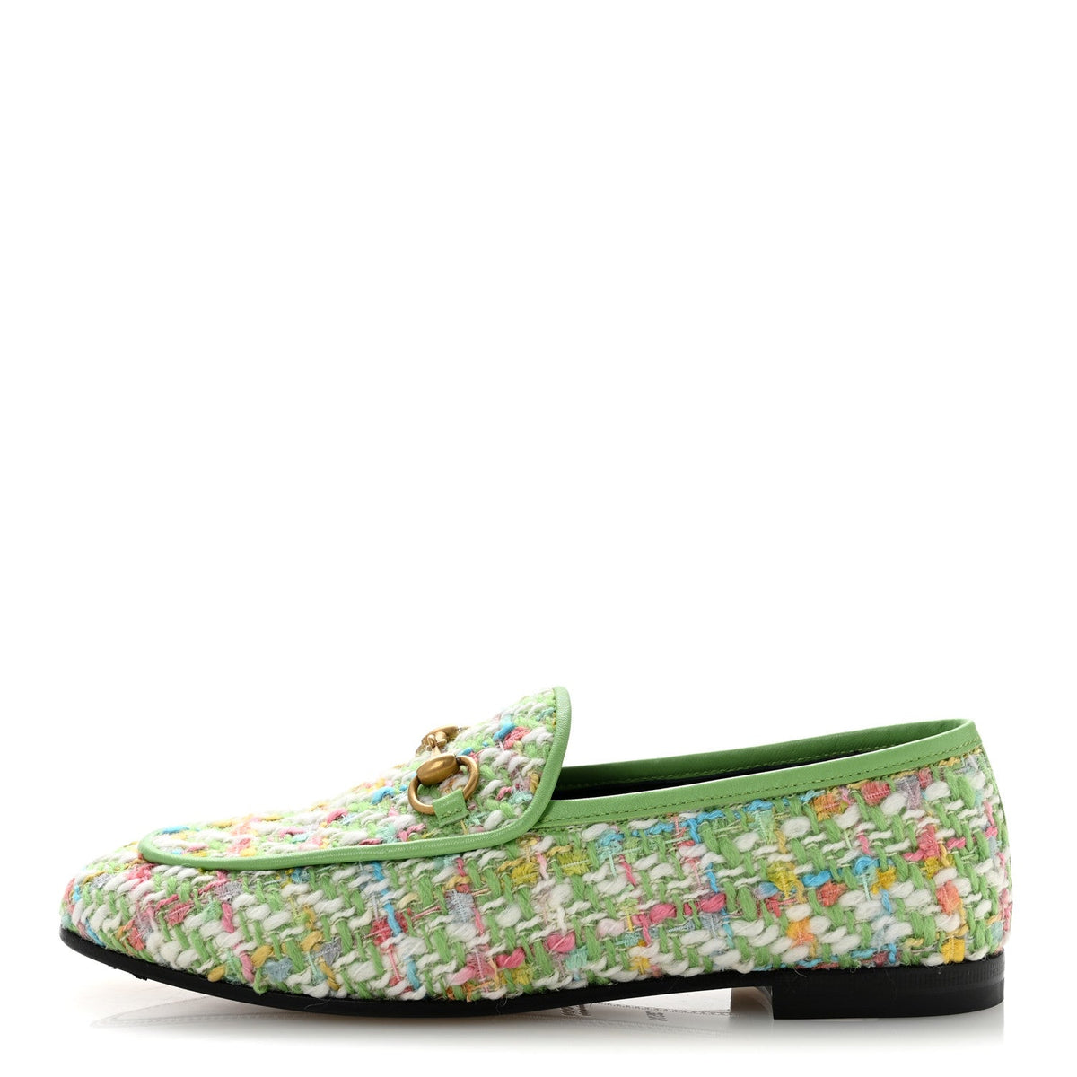 Tweed Multicolor Malaga Kid Horsebit Womens Jordaan Loafers 35.5 Green Multicolor
