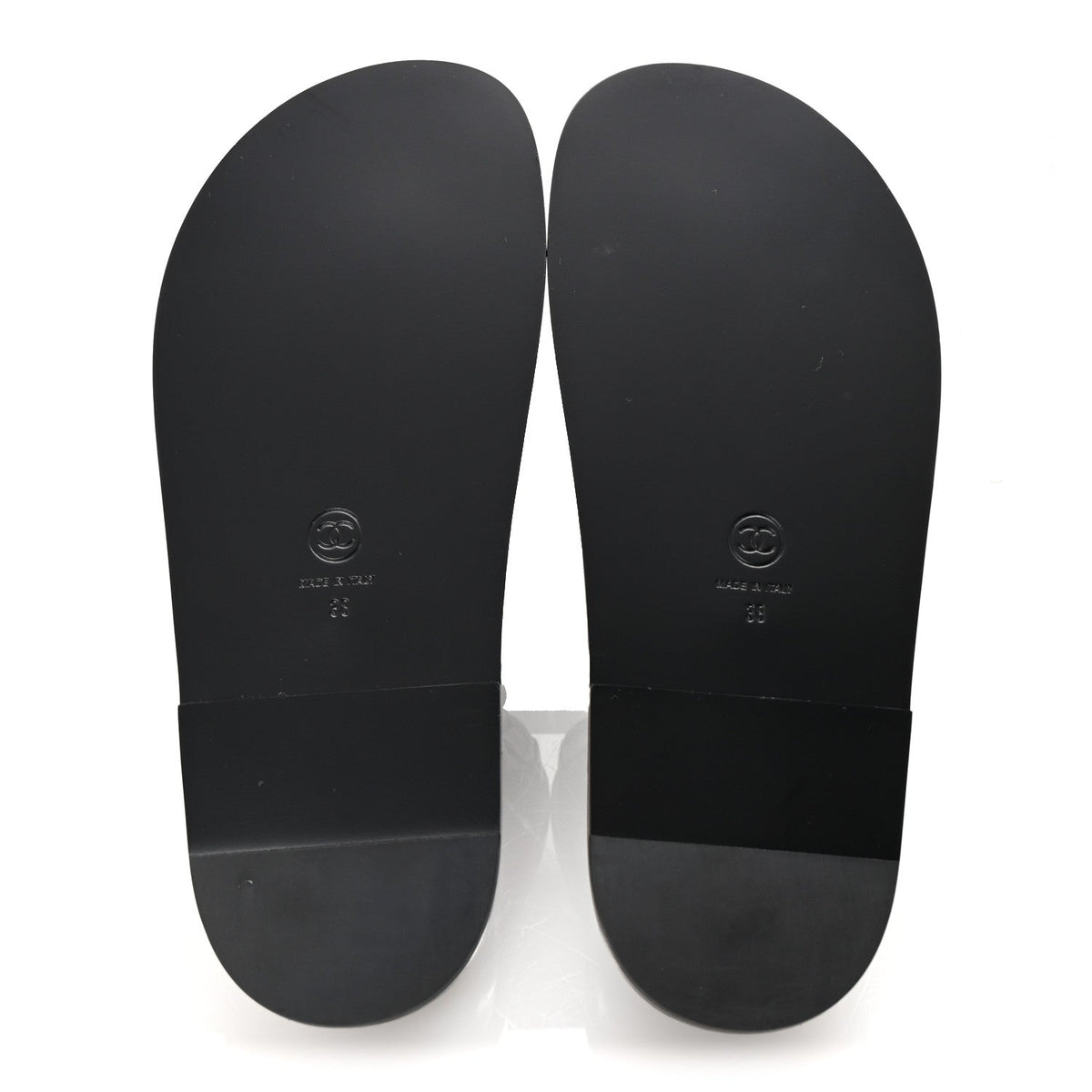 Lambskin Quilted Velcro Dad Chain CC Slide Sandals 38 Black