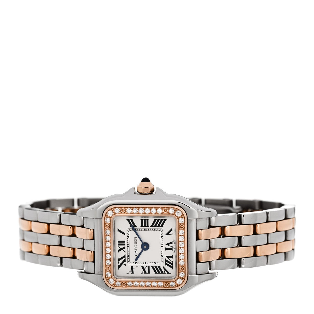 Stainless Steel 18K Pink Gold Diamond 22mm Panthere Quartz Watch