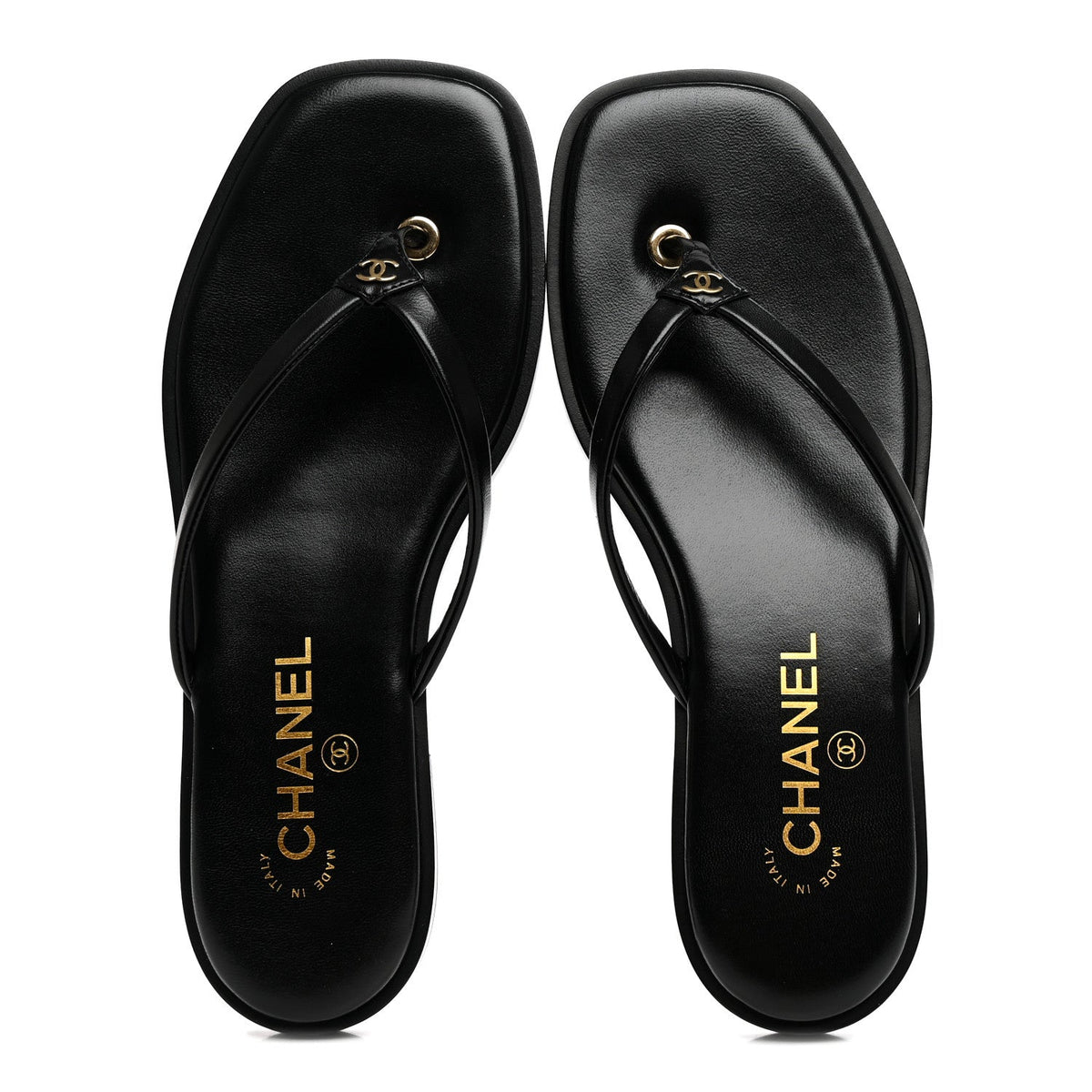 Goatskin CC Times Square Thong Sandals 37.5 Black