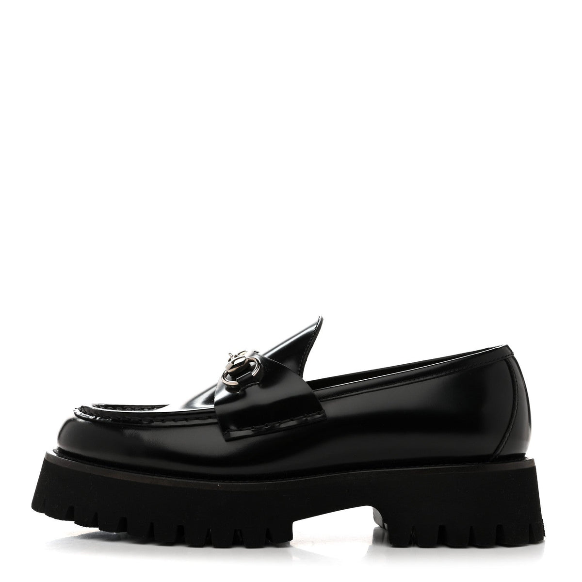 Cordovan Lux Womens Horsebit 45mm Platform Loafers 39.5 Black