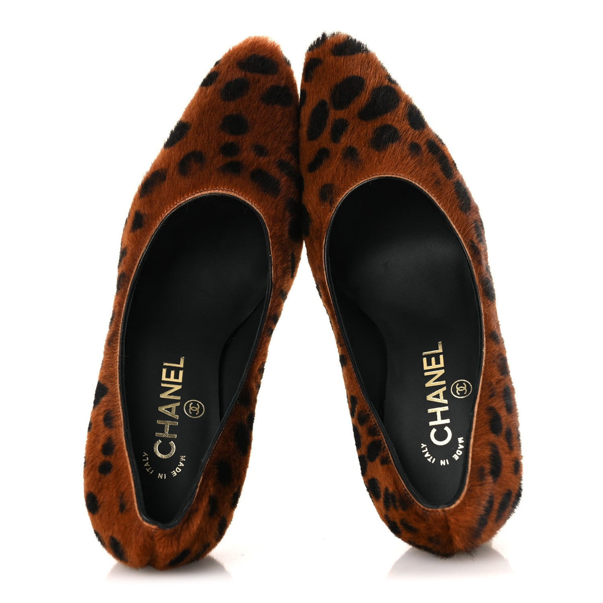 Pony Hair Lambskin Pumps 37 Brown Black