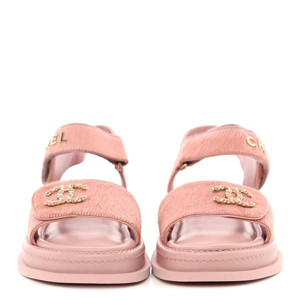 Calfskin Hair Suede Shearling Dad Sandals 38 Light Pink