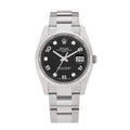 Stainless Steel 18K White Gold Diamond 34mm Oyster Perpetual Date Watch Black 115234