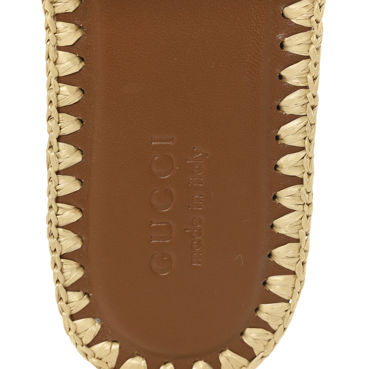 Raffia Interlocking G Flat Slide Sandals 37.5 Bright Natural Sundial
