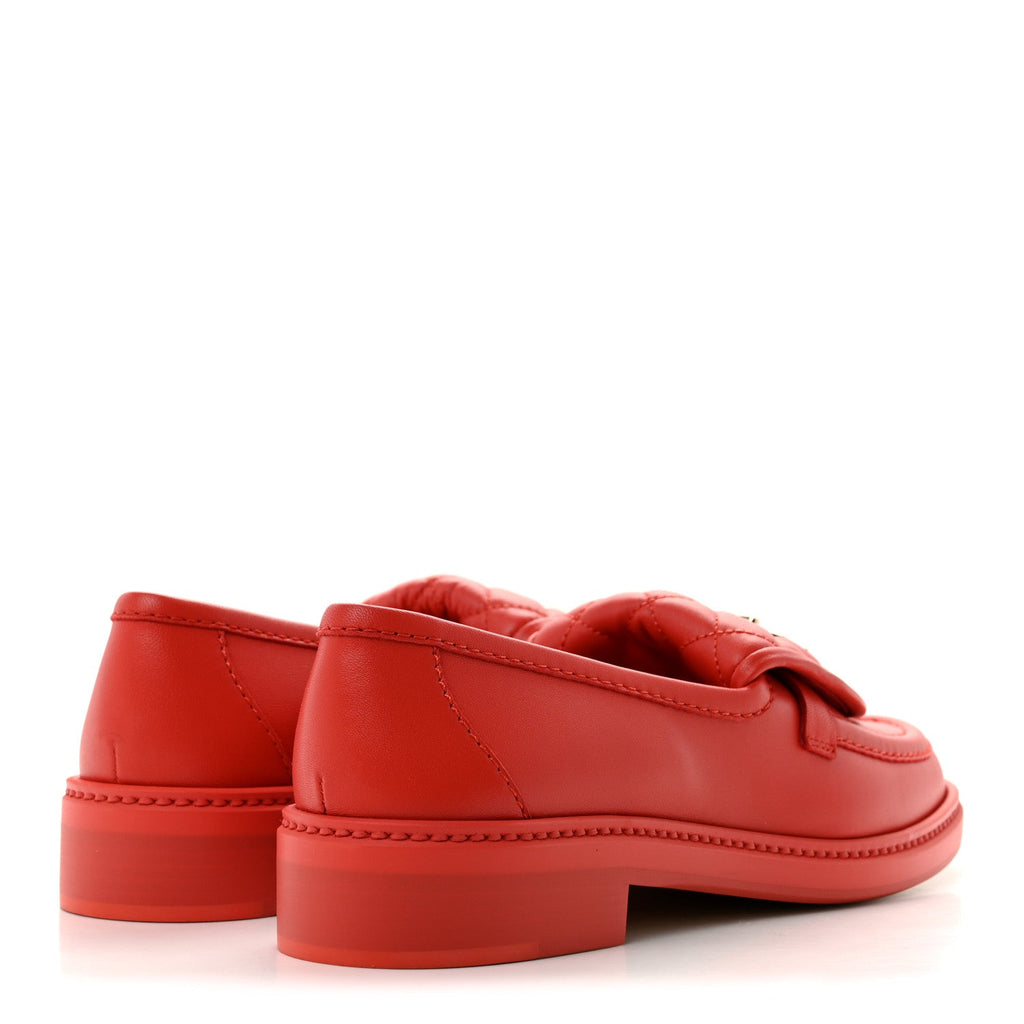 Lambskin Quilted CC Turnlock Loafers 37.5 Red