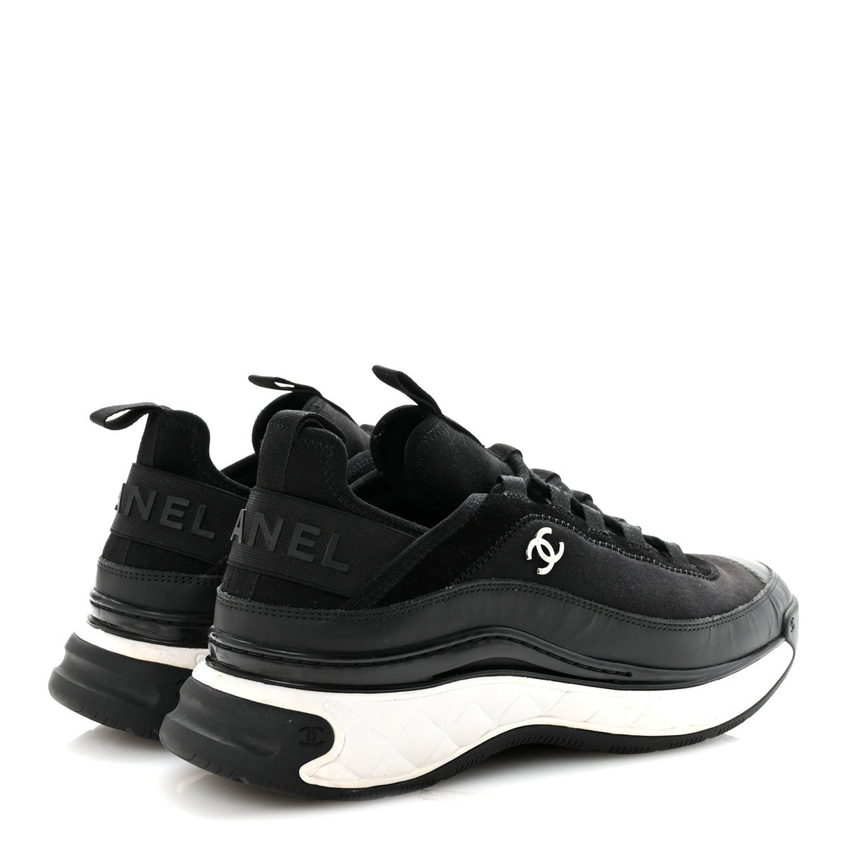 Velvet Calfskin Mixed Fibers Mens CC Sneakers 41 Black