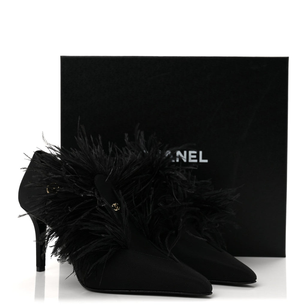 Grosgrain Feather Mary Jane Pumps 38 Black