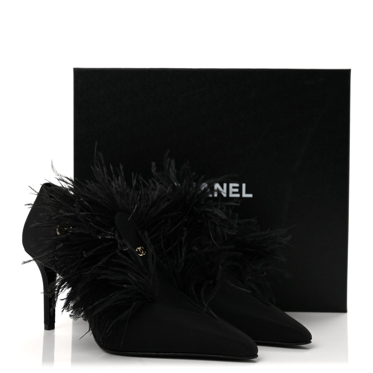 Grosgrain Feather Mary Jane Pumps 38 Black