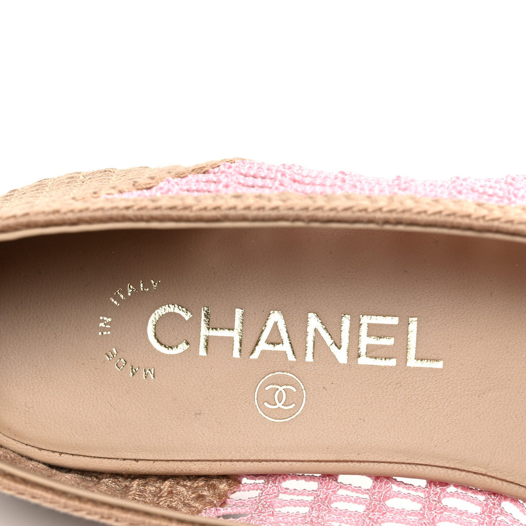 Raffia Cap Toe Ballerina Flats 37 Pink Beige