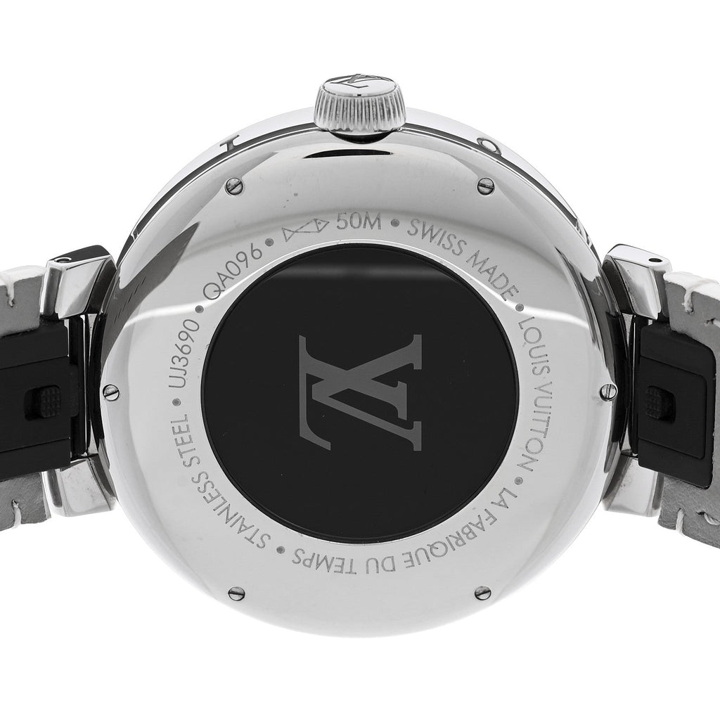 Stainless Steel Rubber 44mm Tambour Moon Dual Time GMT Quartz Watch Silver