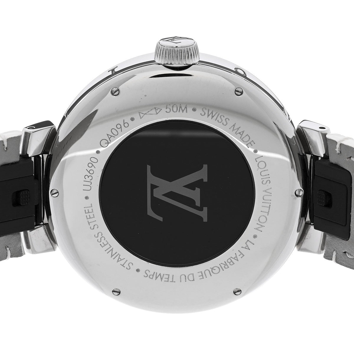 Stainless Steel Rubber 44mm Tambour Moon Dual Time GMT Quartz Watch Silver