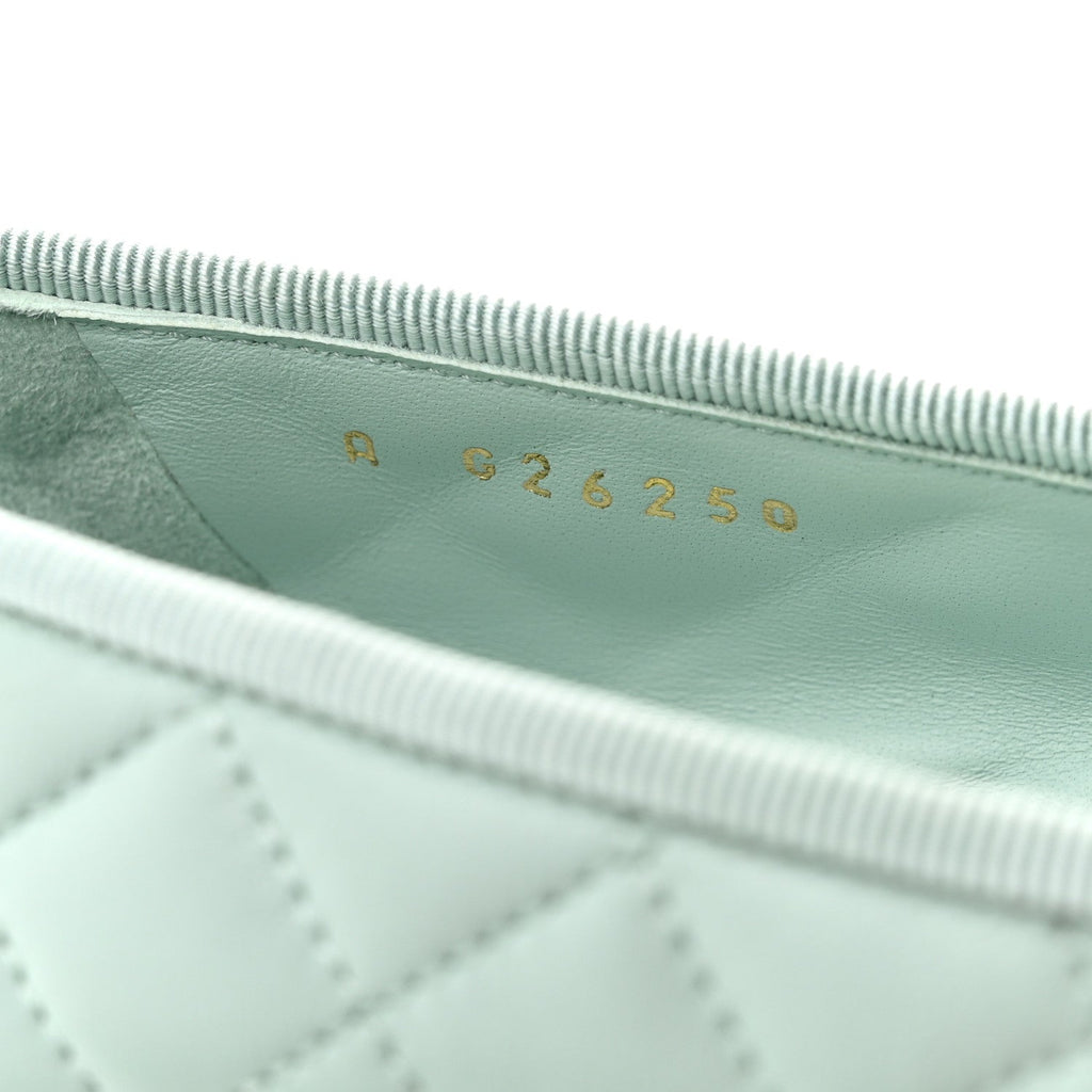Lambskin Quilted CC Cap Toe Ballerina Flats 35 Light Blue Black
