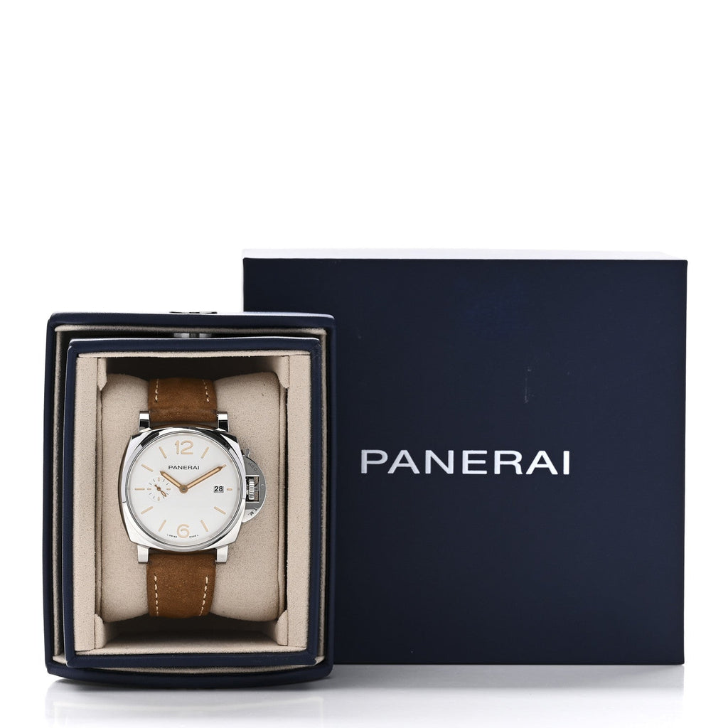 Stainless Steel Calfskin 42mm Luminor Due Automatic Watch White PAM01388