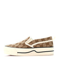 GG Monogram Womens 1977 Tennis Slip On 30mm Sneakers 35.5 Beige Ebony Mystic White