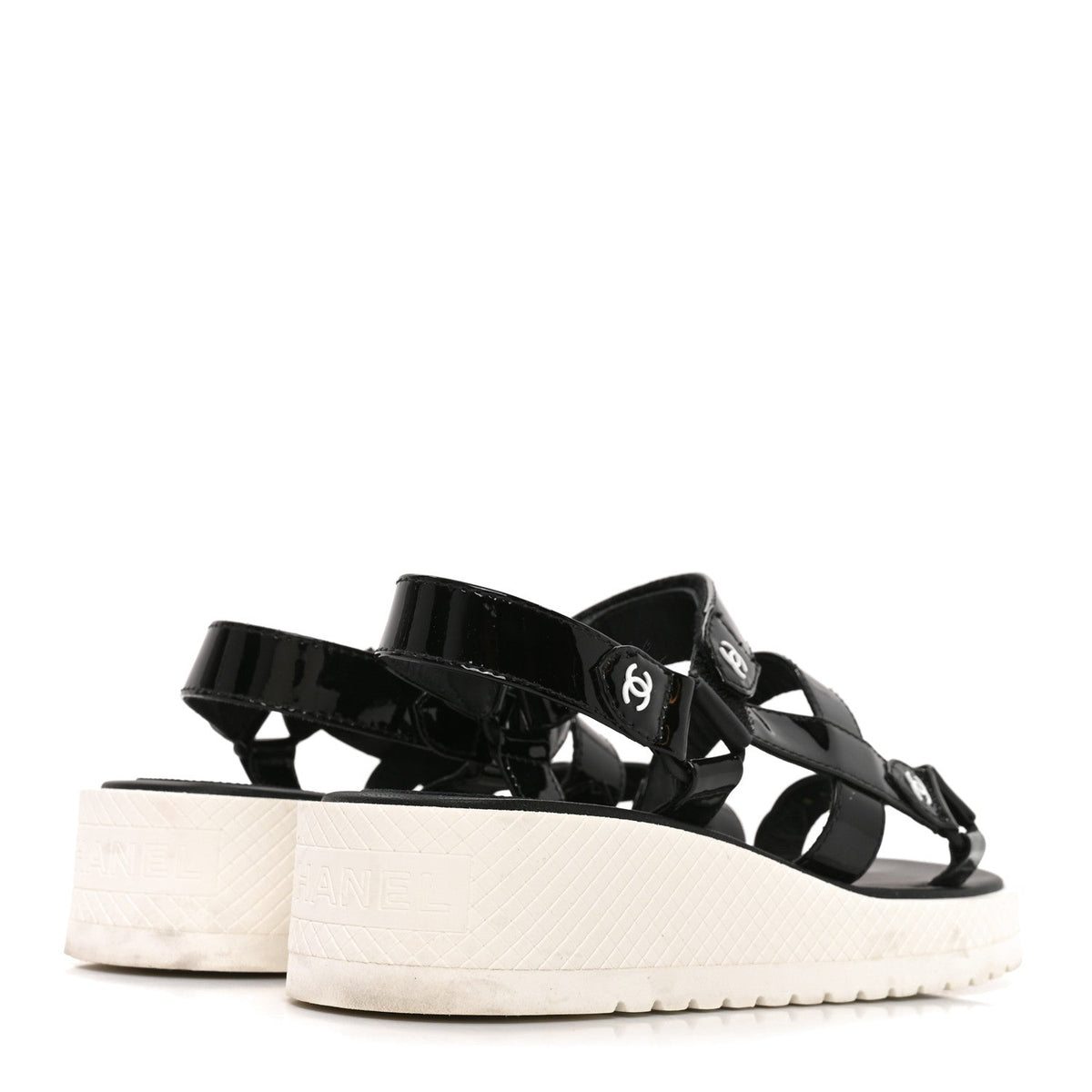 Patent CC Platform Sandals 36.5 Black