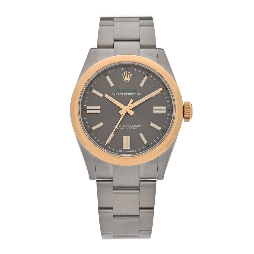 Stainless Steel 18K Yellow Gold 41mm Oyster Perpetual 100th Anniversary Watch Slate 134303