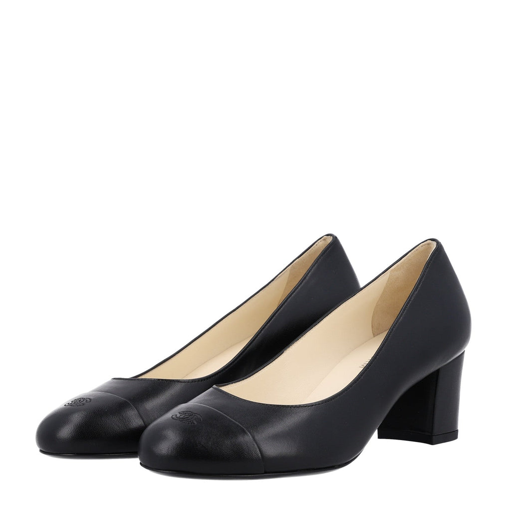 Lambskin Cap Toe CC Uniform Pumps 37 Black